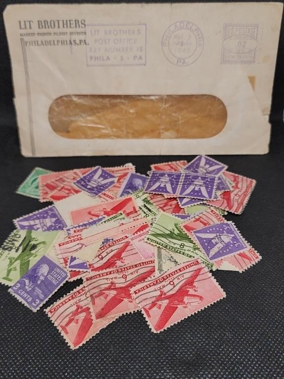 Lot of Vintage Air Mail Postage Stamps