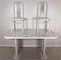 Faux Marble Dining Table + 2 Chairs