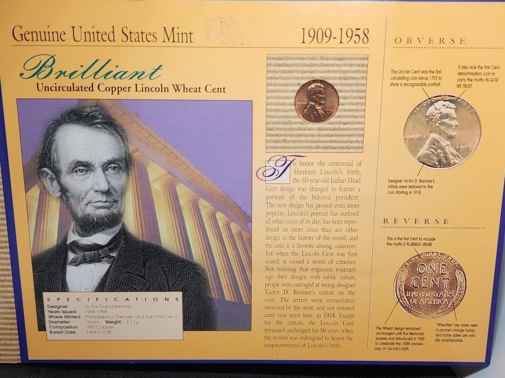 Uncirculated Copper Lincoln Wheat Cent