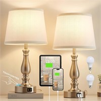 2 Touch Bedside Lamps - USB  Nickel Base  White