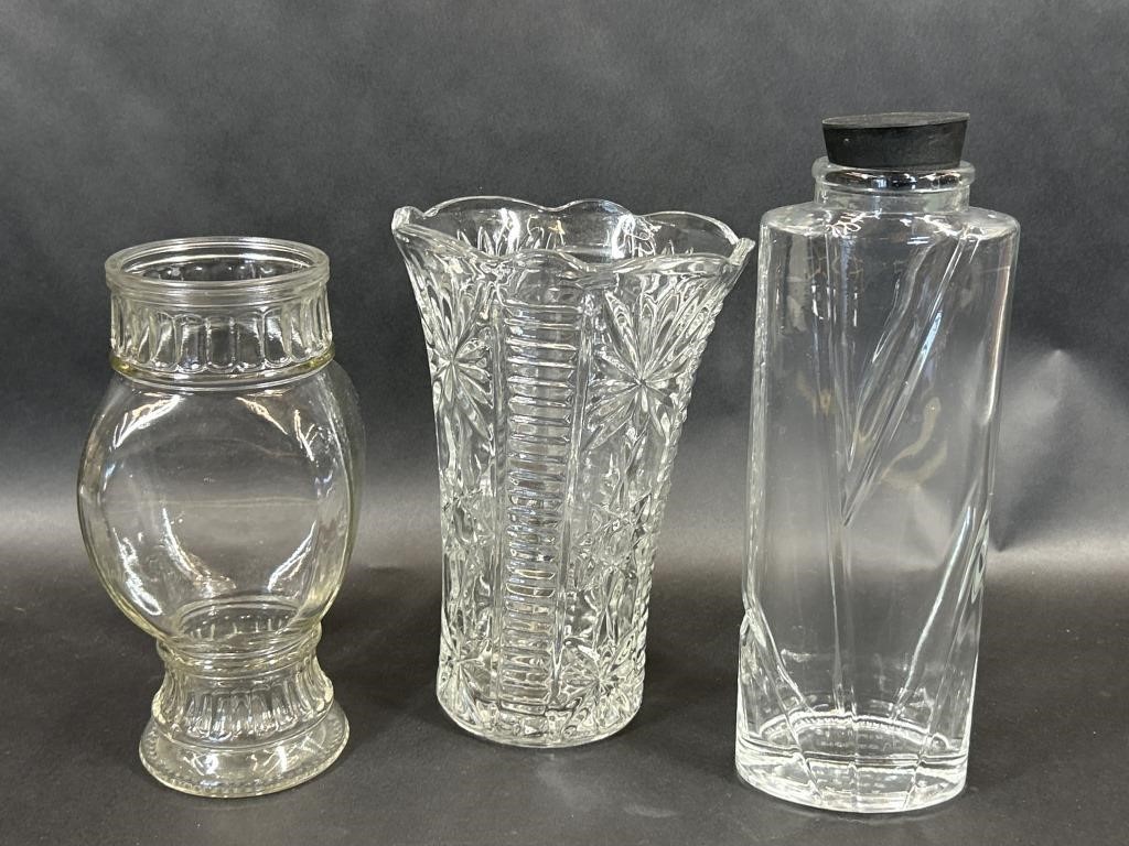 Clear Glass Vases and Bottle