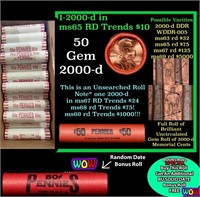 THIS AUCTION ONLY! BU Shotgun Lincoln 1c roll, 200