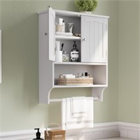 Smuxee White Bathroom Cabinet Wall Mounted with To