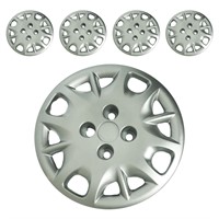 Set of 4 Wheel Cover 14 Inch Silver Bolt-On 4 Bolt