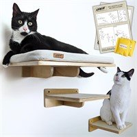Wall Mounted Cat Shelf Bed with Two Steps