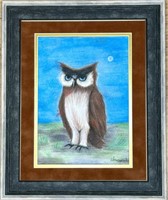 Gertrude Abercrombie "Wise Owl" Rare Pastel