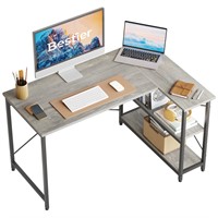 Bestier Small L Shaped Desk with Shelves 47 Inch R