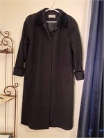 Women's Black Wool Long Dress Coat - 14