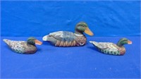 (3) Painted Wooden Ducks