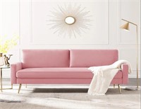 62' Velvet Loveseat  Gold Legs  Light Pink