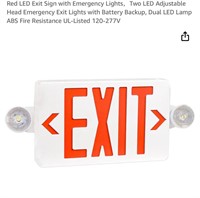 Red LED Exit Sign with Emergency Lights