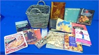 Woven Basket Of Cook Books, Manuals & More