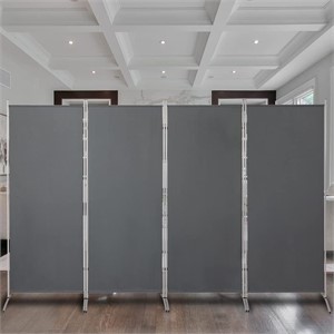 4 Panels Room Divider  6FT  Grey Weave