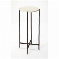 Round Marble and Metal Accent Table 8-1/2"Di, 21"H