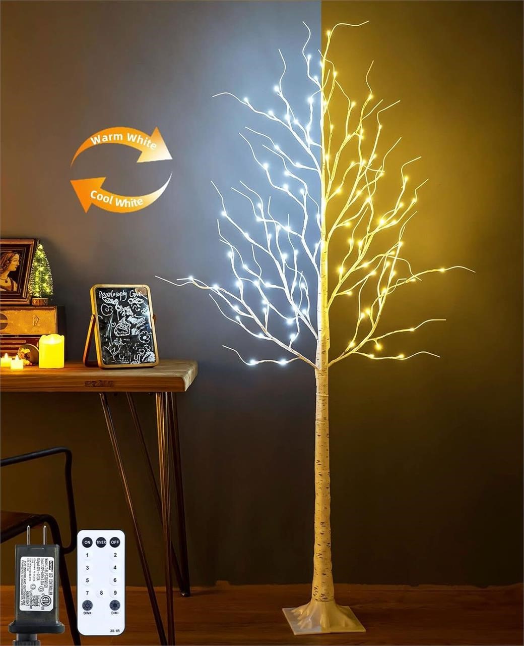 6ft 96LED Birch Tree  Artificial Twig  9 Modes