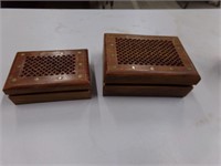 2 wood dresser boxes