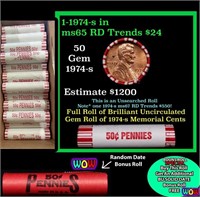 THIS AUCTION ONLY! BU Shotgun Lincoln 1c roll, 197