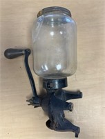 12" Antique jar cast iron coffee grinder / SHIPS