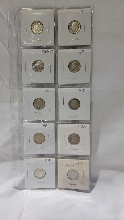 10 Kennedy silver dimes