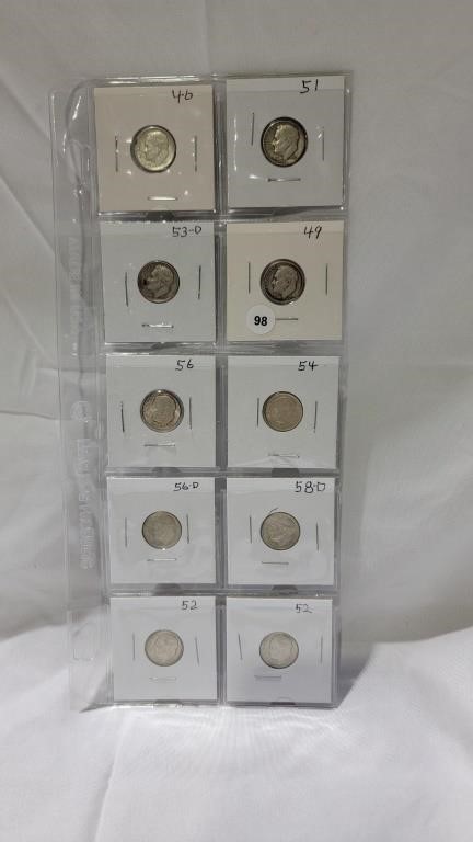 10 Kennedy silver dimes