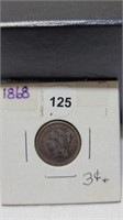 1868 U.S three cent