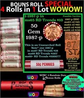 THIS AUCTION ONLY! BU Shotgun Lincoln 1c roll, 198