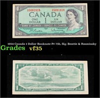 1954 Canada 1 Dollar Banknote P# 75b, Sig. Beattie