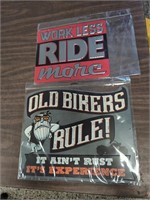 TWO REPRODUCTION MOTORCYCLE SIGNS / SHIPS