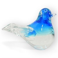 Hand Sculptured Glass Blue Bird