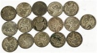 16pc assorted 1942-1945 Wartime Jefferson 35%