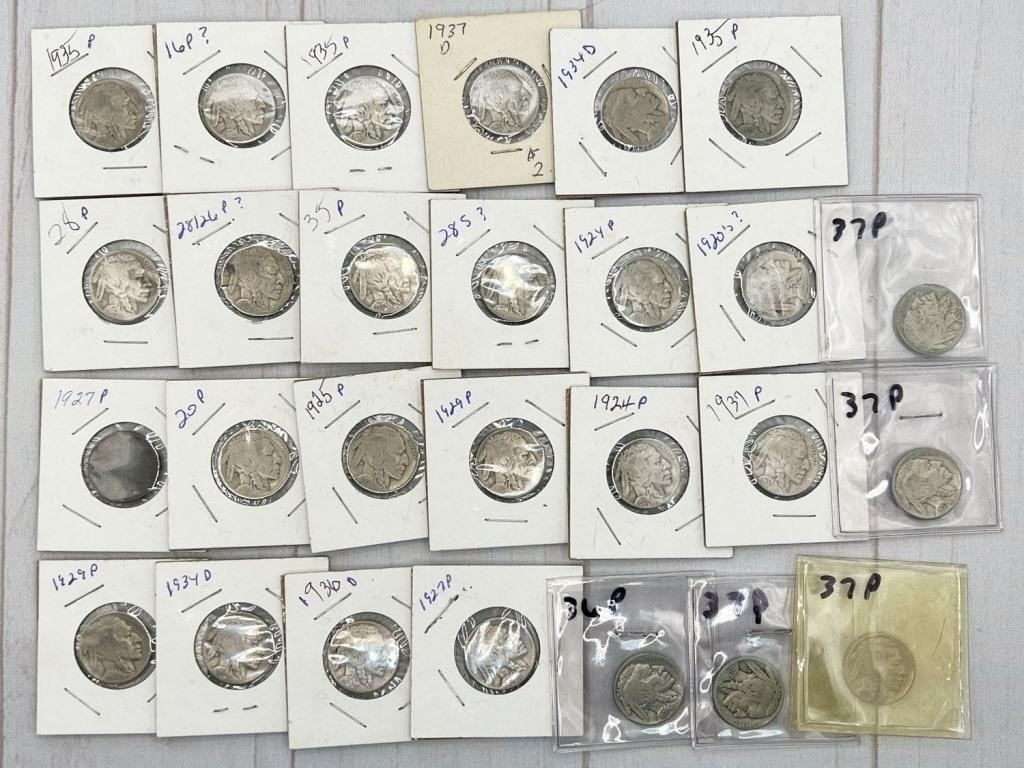 27pc assorted Indian Head Buffalo nickels