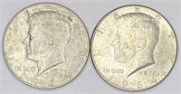 2pc 1964 Kennedy silver half dollars