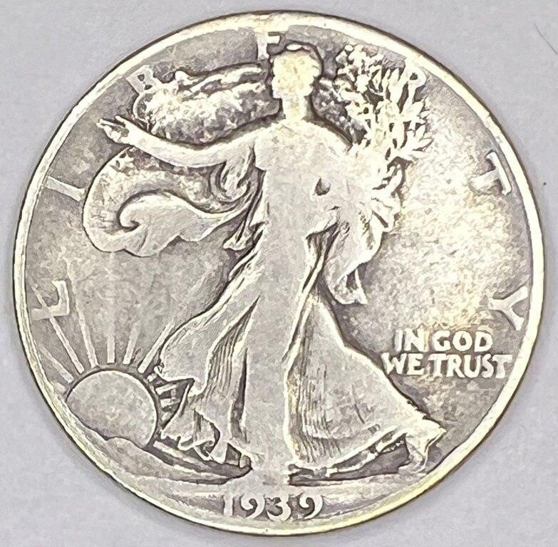 1939D Walking Liberty silver half dollar