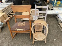 Lot- Assorted Wicker & Oak Chairs