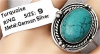 NEW costume ring, size 9, color is "Turquoise" in