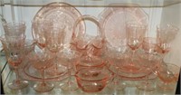 21pc Pink Depression Glassware (4 different