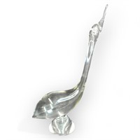 MCM Hand Scuplted Heavy Glass Long Neck Swan - UV