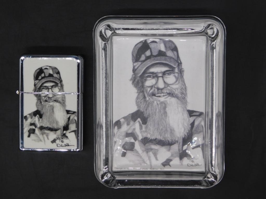 DALE ADKINS SI ROBERTSON LIGHTER AND ASHTRAY ARTWO