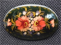 FLOWER PIN PALEKH PAINTED WITH ARTIST SIGNATURE PA