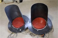PAIR OF RAILWAY SIGNAL LIGHTS WITH EYEBROWS