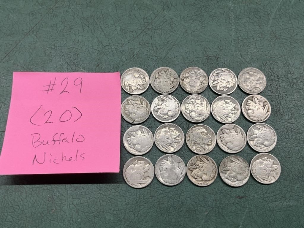 (20) Buffalo Nickels