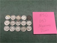 (15) Mercury Dimes