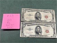 (2) $5 Red Seal Notes