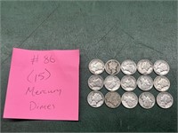 (15) Mercury Dimes