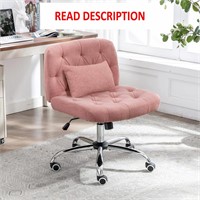 iMenting Tufted Desk Chair Swivel No Arms (Pink)**