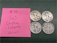 (4) Walking Liberty Halves