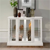 White Width 38 in. Display Cabinet Lighted Floor S