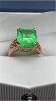 10.5ct Emerald 14k gold overlay ring size 6