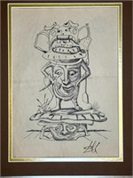 Salvador Dali Ink Study "Divine Humor"