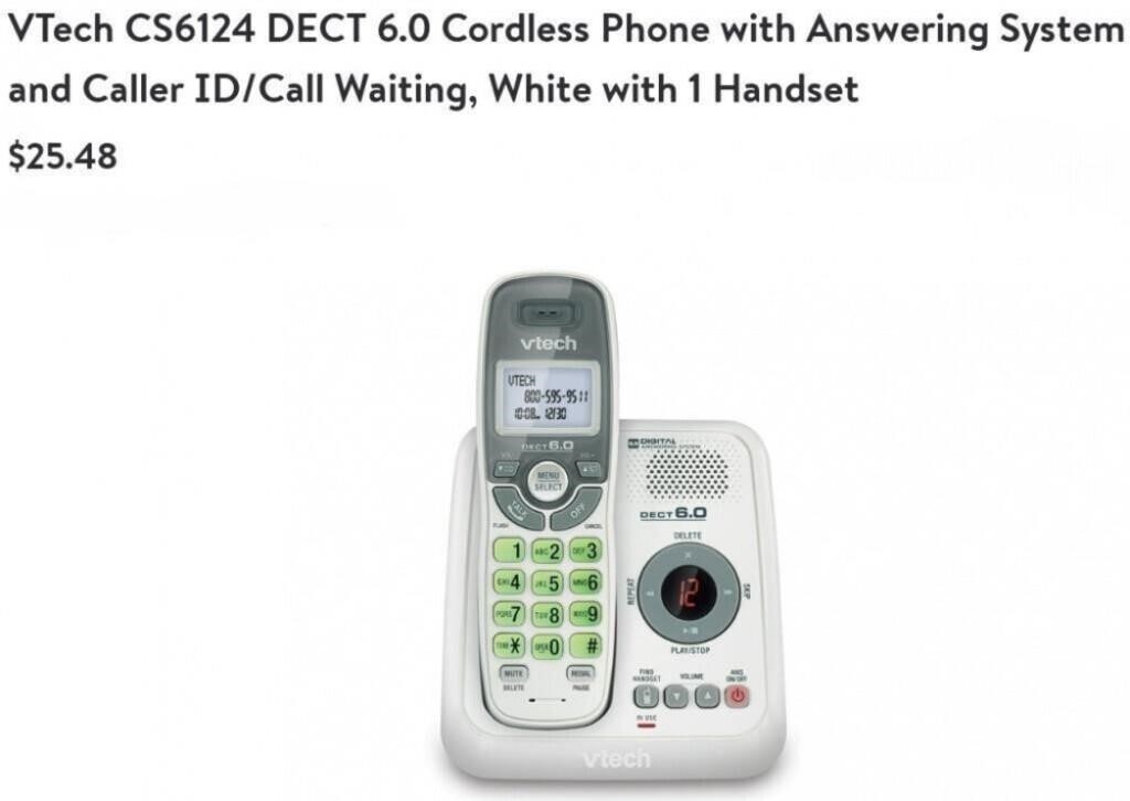 VTech CS6124 DECT 6.0 Cordless Phone, With Answe